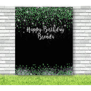 Personalized Green and Silver Glitter Backdrop - iJay Backdrops