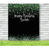 Personalized Green and Silver Glitter Backdrop