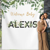 Personalized Greenery Backdrop for Baby Shower. - iJay Backdrops