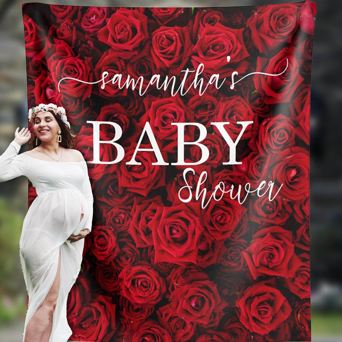 Red Roses Baby Shower Backdrop - iJay Backdrops