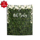 Personalized Fabric Grass Backdrop with Flowers - iJay Backdrops
