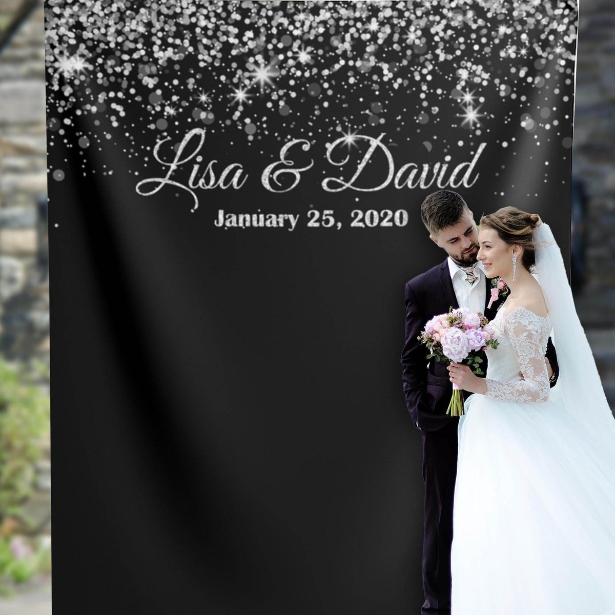 Black and Silver Wedding Backdrop - iJay Backdrops