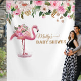 Flamingo Floral Pink Baby Shower Backdrop - iJay Backdrops