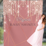 Rose Gold Baby Shower Backdrop, Custom Backdrop, Baby shower Decoration, Custom Photobooth Backdrop, Pink and Gold Baby shower - iJay Backdrops