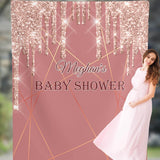 Rose Gold Baby Shower Backdrop, Custom Backdrop, Baby shower Decoration, Custom Photobooth Backdrop, Pink and Gold Baby shower - iJay Backdrops