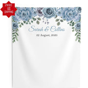 Dusty Blue Floral Wedding Backdrop - iJay Backdrops