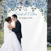 Dusty Blue Floral Wedding Backdrop - iJay Backdrops