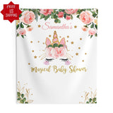 Unicorn Baby Shower, Baby Shower Backdrop, Unicorn Banner, Floral Unicorn Garland, Magical Unicorn, Custom Photobooth Banner - iJay Backdrops