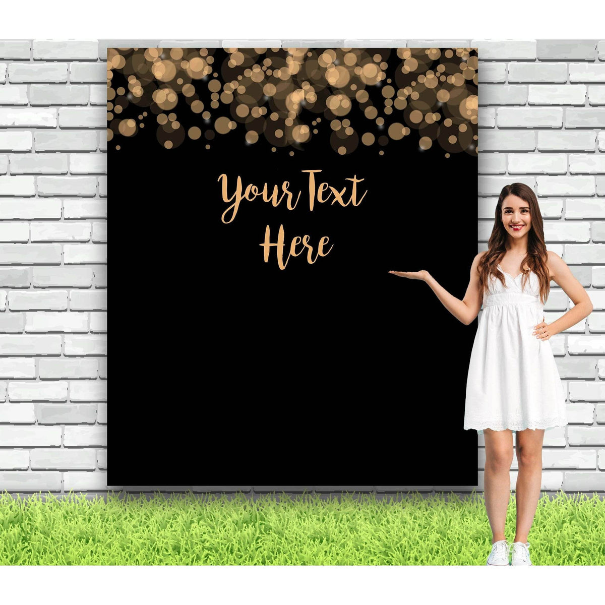 Personalized Gold and Black Bokeh Lights Backdrop - iJay Backdrops