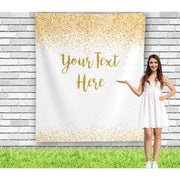 White and Gold Personalized Backdrop - iJay Backdrops