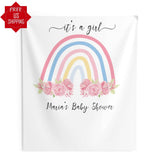 Colorful Rainbow Floral Baby Shower Backdrop - iJay Backdrops