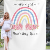 Colorful Rainbow Floral Baby Shower Backdrop - iJay Backdrops