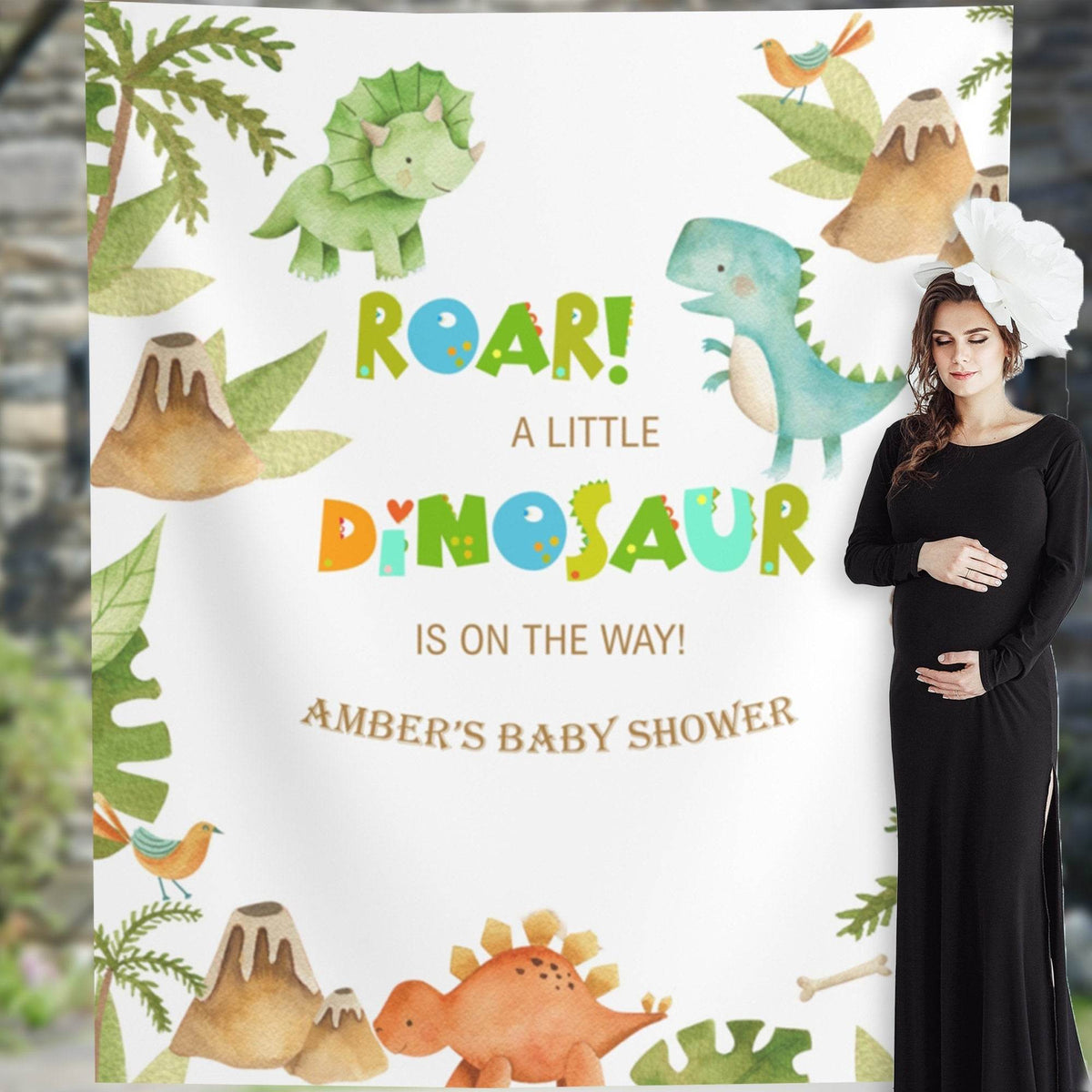 Dinosaur Boy Baby Shower Backdrop - iJay Backdrops