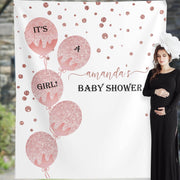 Rose Gold Baby Shower Decor, It's a Girl Baby Shower Backdrop, Balloons Photography Backdrop - iJay Backdrops