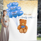 Teddy Bear Baby Shower Backdrop, Blue Bear Themed Baby Shower, Bear with Blue Balloons Banner, Boy Shower 01BS37 - iJay Backdrops