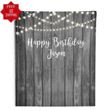 Rustic Gray Wood Personalized Backdrop - iJay Backdrops