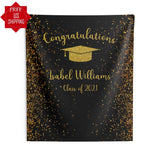 College Graduation Backdrop, Black and Gold - iJay Backdrops