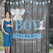 Rustic Elephant Baby Shower Backdrop - iJay Backdrops