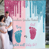 Gender Reveal Photo Backdrop/ He or She Gender reveal banner / Pink or Blue Reveal Party /Baby Foot Print Banner/ Boy or Girl 01GR3