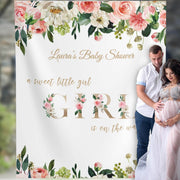 Sweet Baby Girl Floral Baby Shower Backdrop - iJay Backdrops