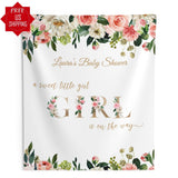 Sweet Baby Girl Floral Baby Shower Backdrop - iJay Backdrops