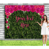 Pink Flowers Grass Backdrop Fabric - iJay Backdrops