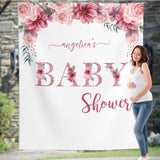 Rose Gold Baby Shower Backdrop, Floral Baby Shower Decor, Photo Booth Backdrop, Custom Baby Shower Sign 01RGBS - iJay Backdrops