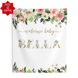 Floral Name Baby Shower Backdrop - iJay Backdrops