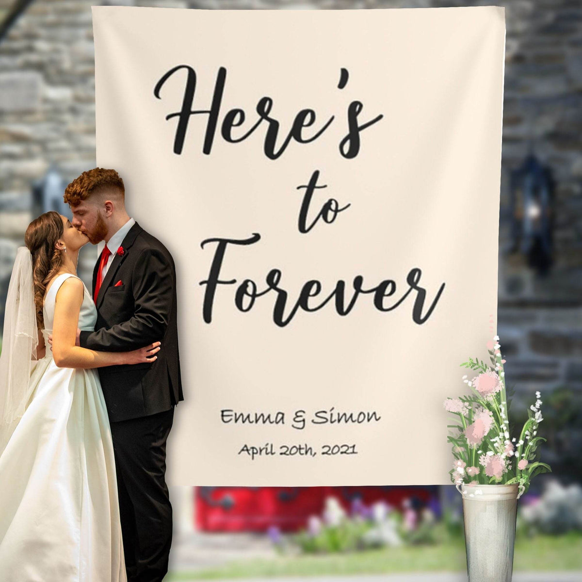 Wedding Quote Backdrop - Here's to Forever - iJay Backdrops