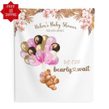 Pink Bear Balloons Baby Shower Backdrop - iJay Backdrops