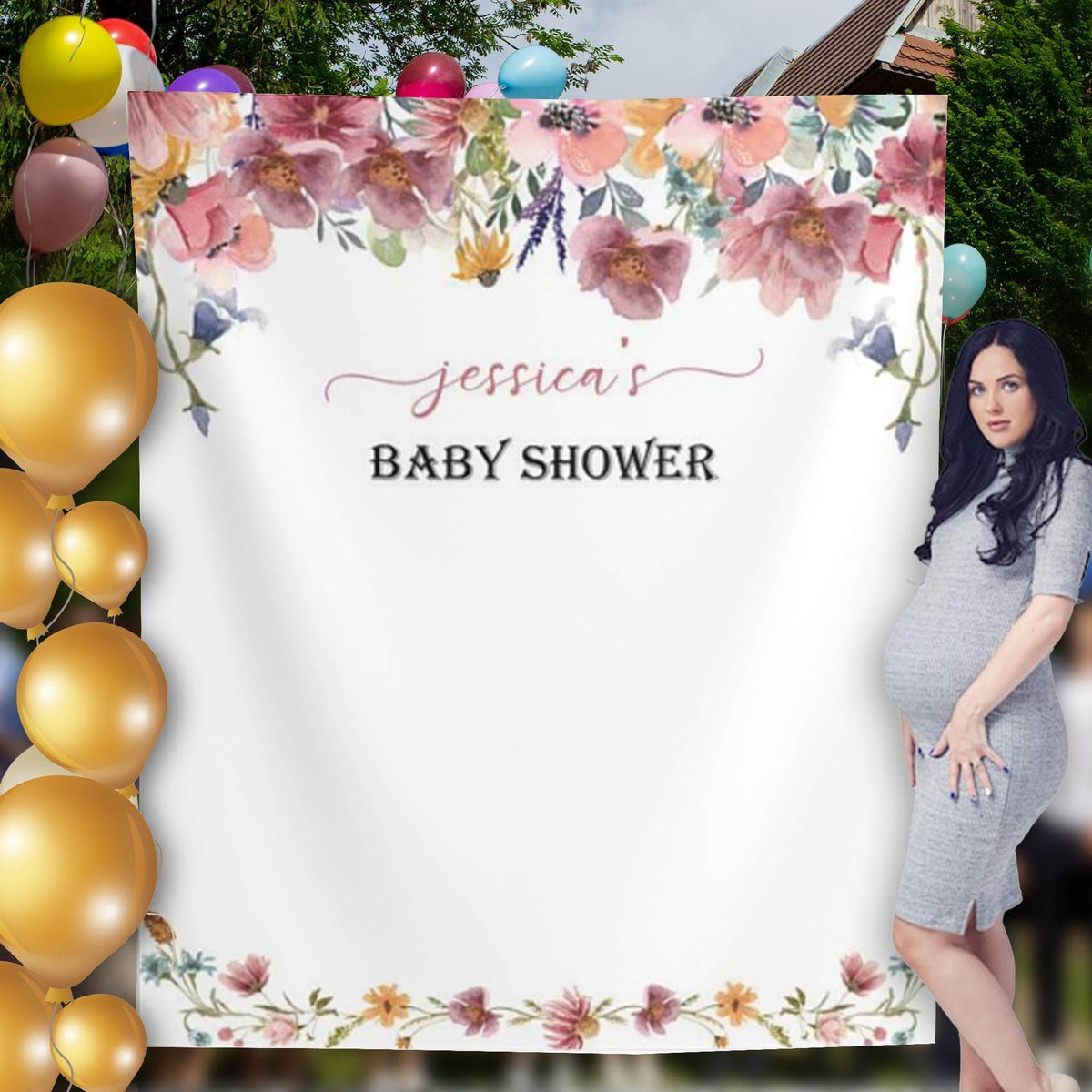 Wildflower Baby Shower Backdrop, Spring, Summer Baby Shower Decor, Wildflower Backdrop WFBS1 - iJay Backdrops