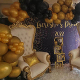 Black and Gold Graduation Backdrop - iJay Backdrops