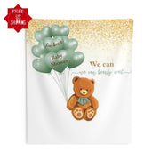We can Barely Wait Bear Balloons Baby Shower Backdrop - iJay Backdrops