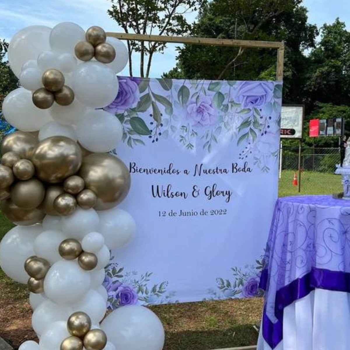 Purple Floral Baby Shower Backdrop - iJay Backdrops