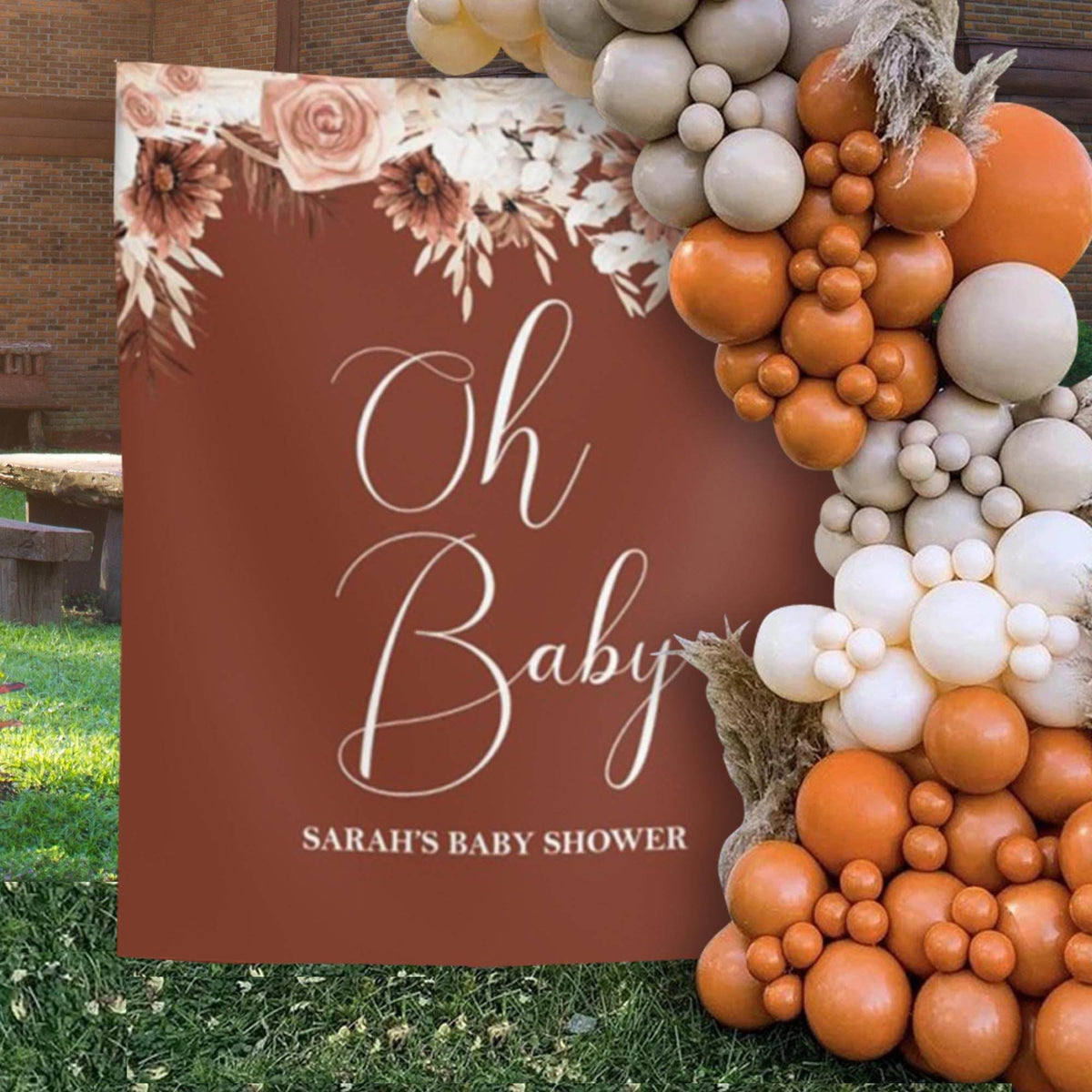 Oh Baby Boho Baby Shower Backdrop - iJay Backdrops