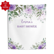 Purple Floral Baby Shower Backdrop - iJay Backdrops