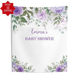 Purple Floral Baby Shower Backdrop - iJay Backdrops