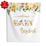 Yellow Floral Baby Shower Backdrop - iJay Backdrops