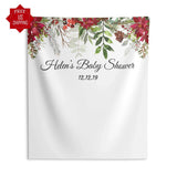 Santa Baby Winter Baby Shower Backdrop, December Baby Shower Decoration, Christmas Greenery Baby Sprinkle - iJay Backdrops
