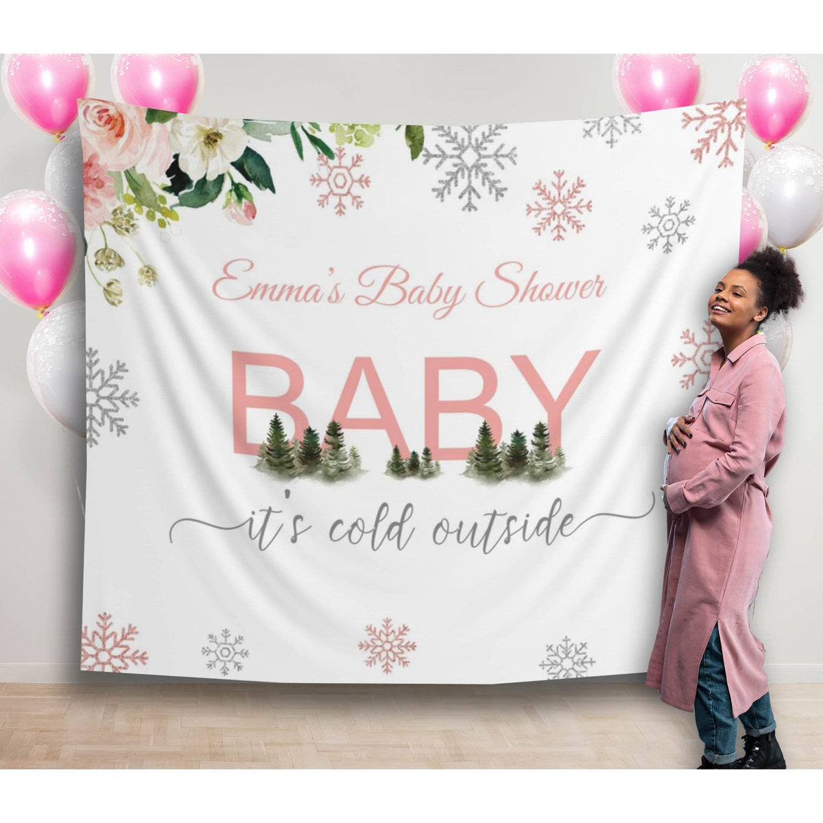 Winter wonderland baby shower, Custom Baby Shower Backdrop, Wnter baby shower decorations, Baby It's Cold Outside - iJay Backdrops