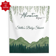 Mountains Baby Shower Backdrop - The Adventure Begins - iJay Backdrops