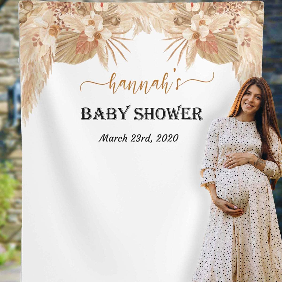 Custom Pampas Grass Baby Shower Backdrop - iJay Backdrops
