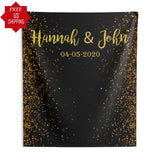 Personalized Black and Gold Wedding Photo booth Backdrop for reception, Wedding decor for Gold Wedding Theme iJay Backdrops 
