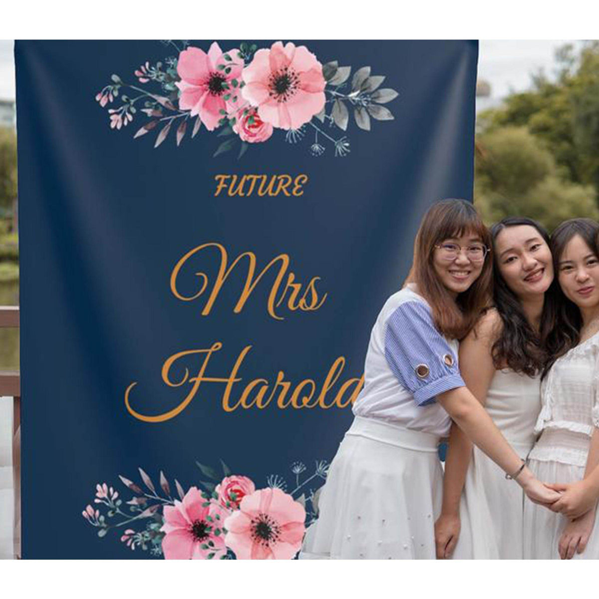 Navy and Pink Future Mrs Backdrop - iJay Backdrops