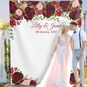 Burgundy and White Backdrop for Wedding Reception - iJay Backdrops