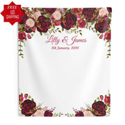 Burgundy and White Backdrop for Wedding Reception - iJay Backdrops