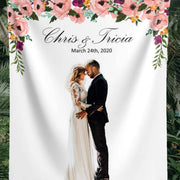 Personalized Floral Wedding Photo Backdrop - iJay Backdrops