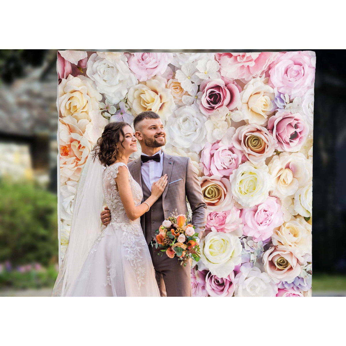 Personalized Flower Wedding Backdrop - Durable print fabric backdrop - iJay Backdrops