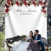 Personalized Red Floral Wedding Backdrop For Reception - Shop Now - iJay Backdrops