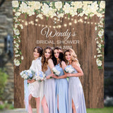 Personalized Rustic Bridal Shower Photobooth  Backdrop with Lights